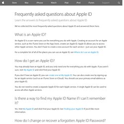 Frequently asked questions about Apple ID - Apple Support