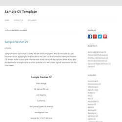 Sample CV Template