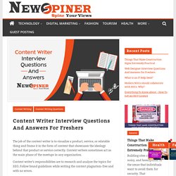 [Freshers] Content Writer Interview Questions And Answers