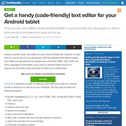 Get a handy (code-friendly) text editor for your Android tablet