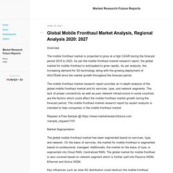 Global Mobile Fronthaul Market Analysis, Regional Analysis 2020: 2027