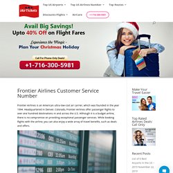 Frontier Airlines Customer Service Number +1-716-300-5981