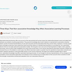 Three Ways That Non-associative Knowledge May Affect Associative Learning Processes