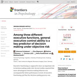 Among three different executive functions, general executive control ability is a key predictor of decision making under objective risk