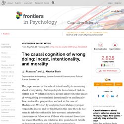 The causal cognition of wrong doing: incest, intentionality, and morality