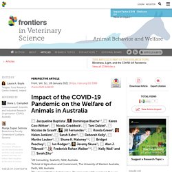 FRONT. VET. SCI. 28/01/21 Impact of the COVID-19 Pandemic on the Welfare of Animals in Australia