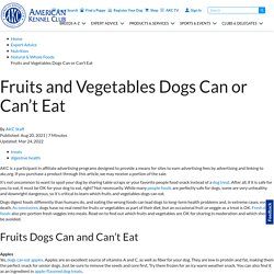 Fruits and Vegetables Dogs Can or Can't Eat