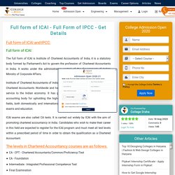 Full form of ICAI - Full Form of IPCC - Get Details