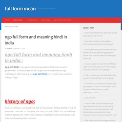 ngo full form and meaning hindi in india - full form mean