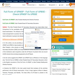 Full Form of UPMSP - Full Form of UPBSE - Check UPMSP Vs UPBSE
