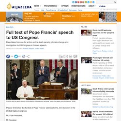 Full text of Pope Francis' speech to US Congress