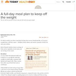 A full-day meal plan to keep off the weight - TODAY Health