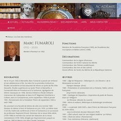 FUMAROLI Marc — Académie des Sciences Morales, des Lettres et des Arts de Versailles et d'Île-de-France