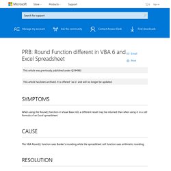 PRB: Round Function different in VBA 6 and Excel Spreadsheet