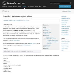 Function Reference/post class