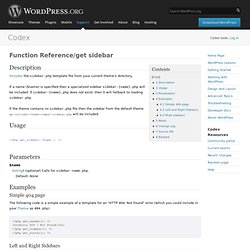 Function Reference/get sidebar