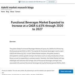 Functional Beverages Market Expected to Increase at a CAGR 6.63% through 2020 to 2027 – Aakriti market research blogs