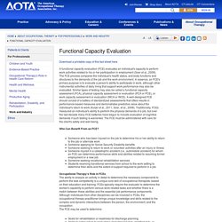 Functional Capacity Evaluation