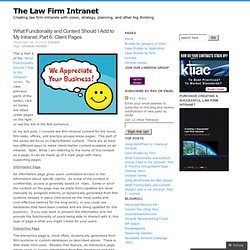 What Functionality and Content Should I Add to My Intranet: Part 6: Client Pages « The Law Firm Intranet
