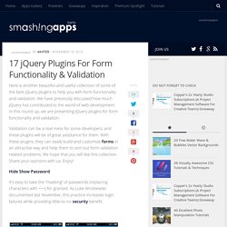 17 jQuery Plugins For Form Functionality & Validation