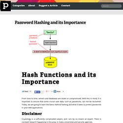Hash Functions and its Importance