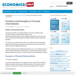 Functions and Examples of Financial Intermediaries