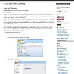 Excel 2007 Tutorial for User Defined Functions (UDFs)