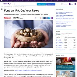Fund an IRA, Cut Your Taxes