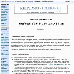 The term Fundamentalism in Christianity and Islam