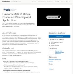 Fundamentals of Online Education: Planning and Application