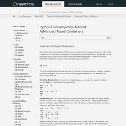Python Fundamentals Tutorial : Advanced Types Containers