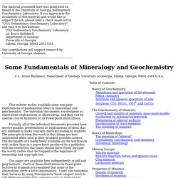 Some Fundamentals of Mineralogy and Geochemistry