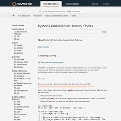 Python Fundamentals Tutorial : Index