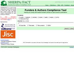 SHERPA/FACT - Funders & Authors Compliance Tool -