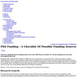 PhD Funding - A Checklist Of Possible Funding Sources - Careers Advice