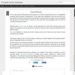 Funeral home software: Funeral Planning
