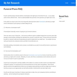 Funeral Plans FAQ - My Net Research