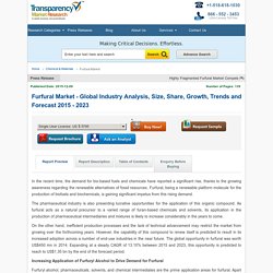 Furfural Market - Global Industry Analysis and Forecast, 2015