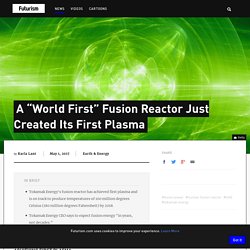 A "World First" Fusion Reactor Just Created Its First Plasma