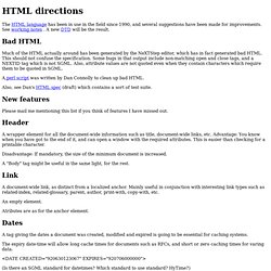 Future plans for HTML