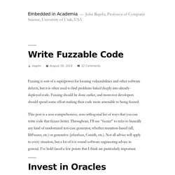 Write Fuzzable Code – Embedded in Academia