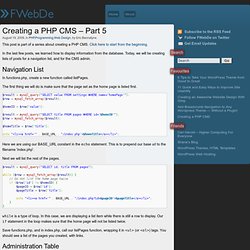 Creating a PHP CMS – Part 5