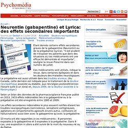 Neurontin (gabapentine) et Lyrica: des effets secondaires importants
