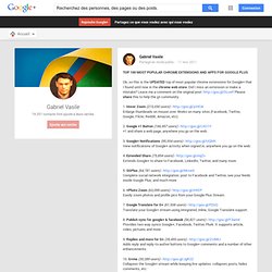 Gabriel Vasile - Google+ - TOP 100 MOST POPULAR CHROME EXTENSIONS AND APPS FOR GOOGLE…
