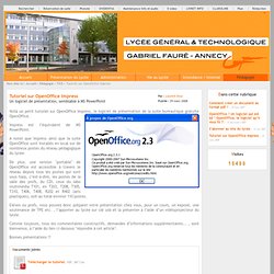 Lycée Gabriel Fauré - Annecy - Tutoriel sur OpenOffice Impress