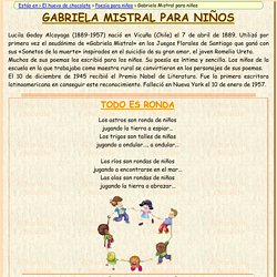 Gabriela Mistral para niños. Poesías para niños