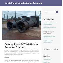 Gaining Ideas Of Variation In Pumping System