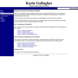 Karin Gallagher - Writing technical documentation