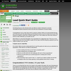 Mike Acton's Blog - Lead Quick Start Guide
