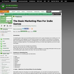The Basic Marketing Plan For Indie Games